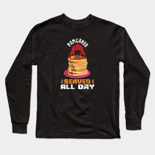 Pancakes Served Daily Offensive Lineman Vintage, Funny American Football Pajamas Sports Long Sleeve T-Shirt